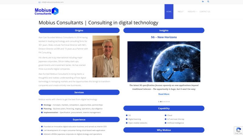 Mobius Consultants website design by evince