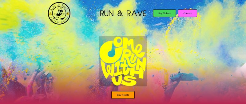 Run and Rave website design by evince