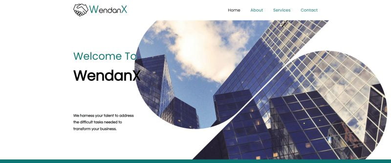 WendanX website designed by evince